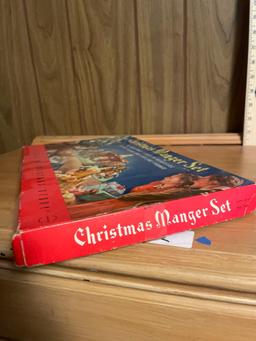 Vintage Litho Christmas Manger Set