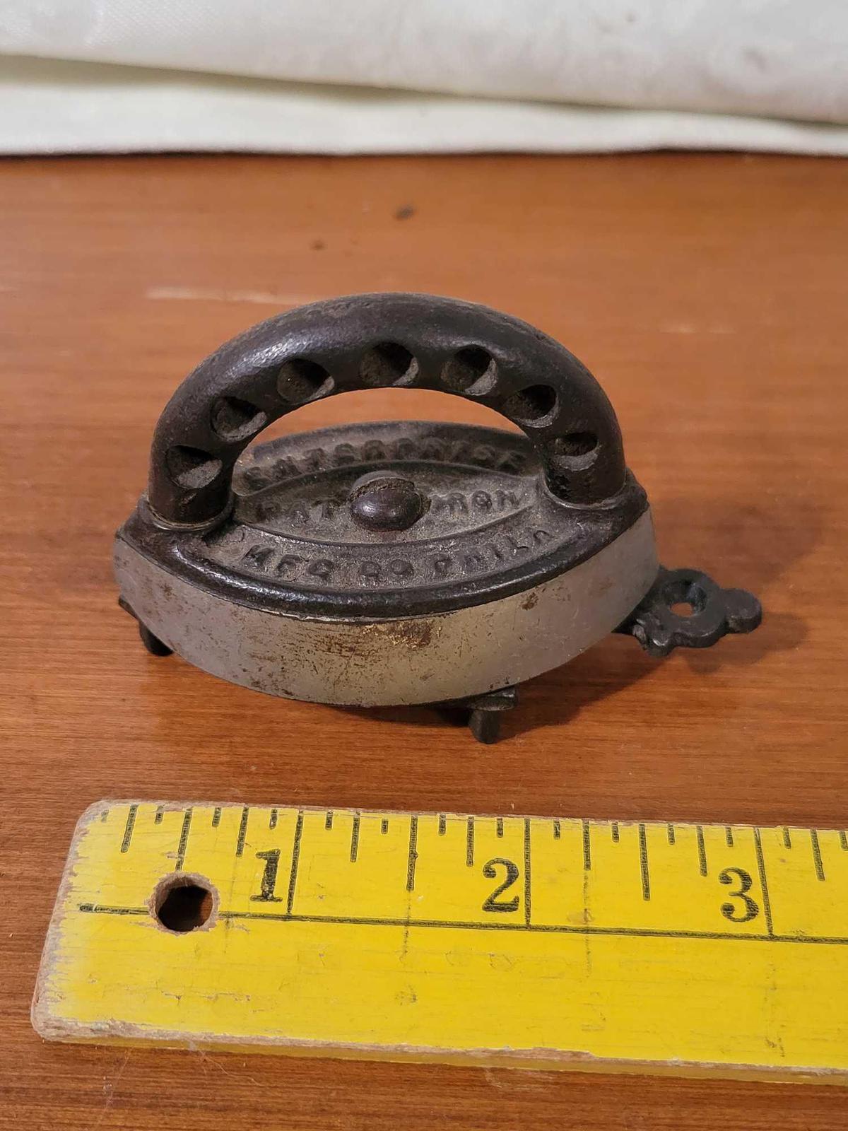 Vintage Enterprise Mfg. Miniature Pat Iron W/ Stand