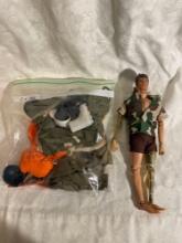 Vtg GI Joe Mike Powers Action Figure and Accessories