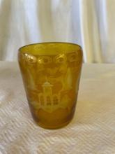 Vintage Bohemian Yellow Glass Crystal Vase