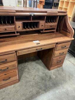 WALNUT ROLL TOP DESK 56 X 26 X 47 IN