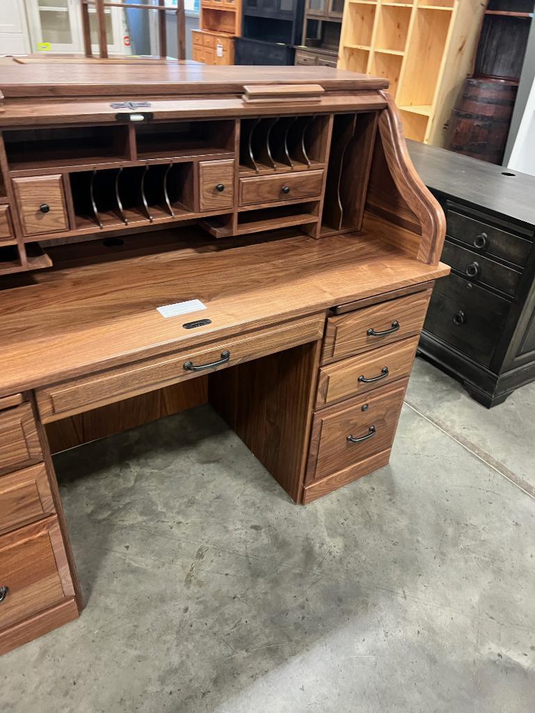 WALNUT ROLL TOP DESK 56 X 26 X 47 IN