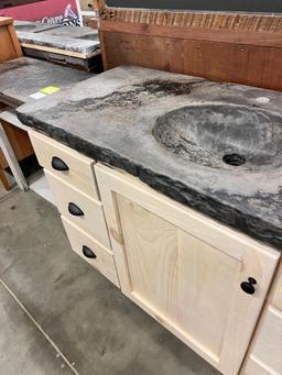 PINE CONCRETE TOP VANITY 54X22X34 IN