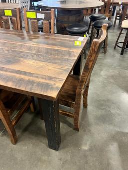 RECLAIMED SOLID TOP DINING TABLE W 6 SIDE CHAIRS 42X72 IN