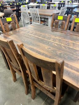 RECLAIMED SOLID TOP DINING TABLE W 6 SIDE CHAIRS 42X72 IN