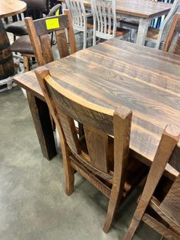 RECLAIMED SOLID TOP DINING TABLE W 6 SIDE CHAIRS 42X72 IN