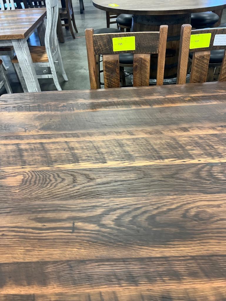 RECLAIMED SOLID TOP DINING TABLE W 6 SIDE CHAIRS 42X72 IN