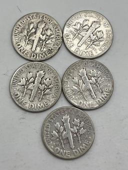 Dimes, 1954, (5 Total)