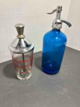 Cobalt Blue Carbonated Water Dispenser and Beverage Mixer Glass