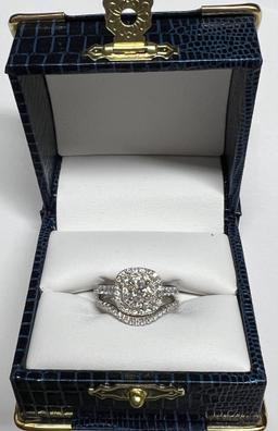 14KT WHITE GOLD 1.52CTW DIAMOND "HALO" ENGAEMENT RING WITH SHADOW BAND WITH APPRAISAL
