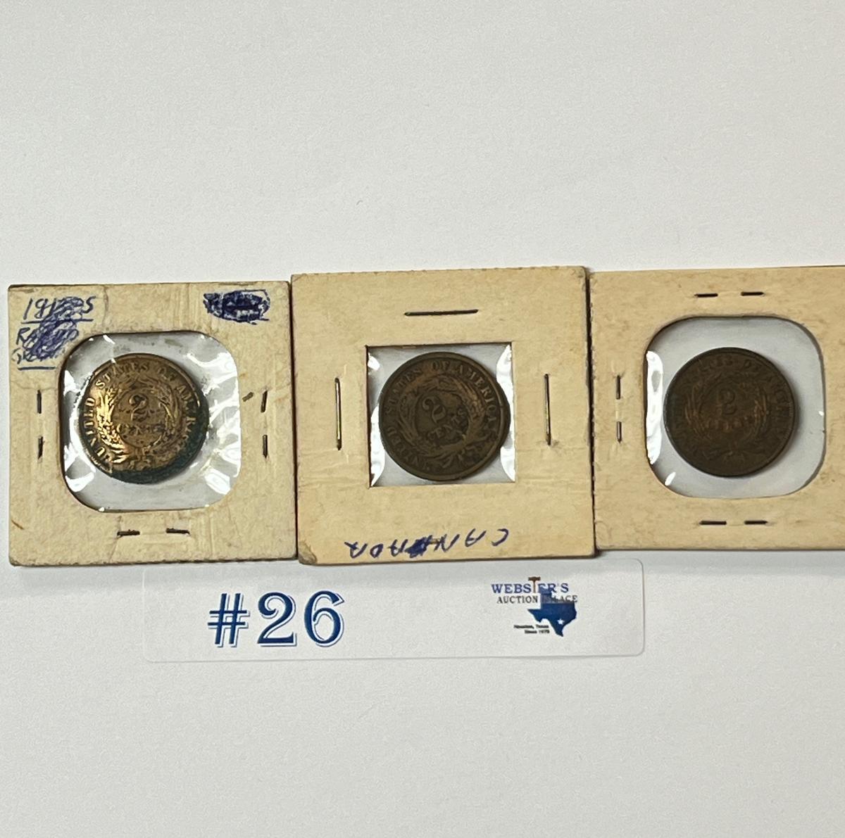 1864, 1865, 1867 TWO CENT COINS