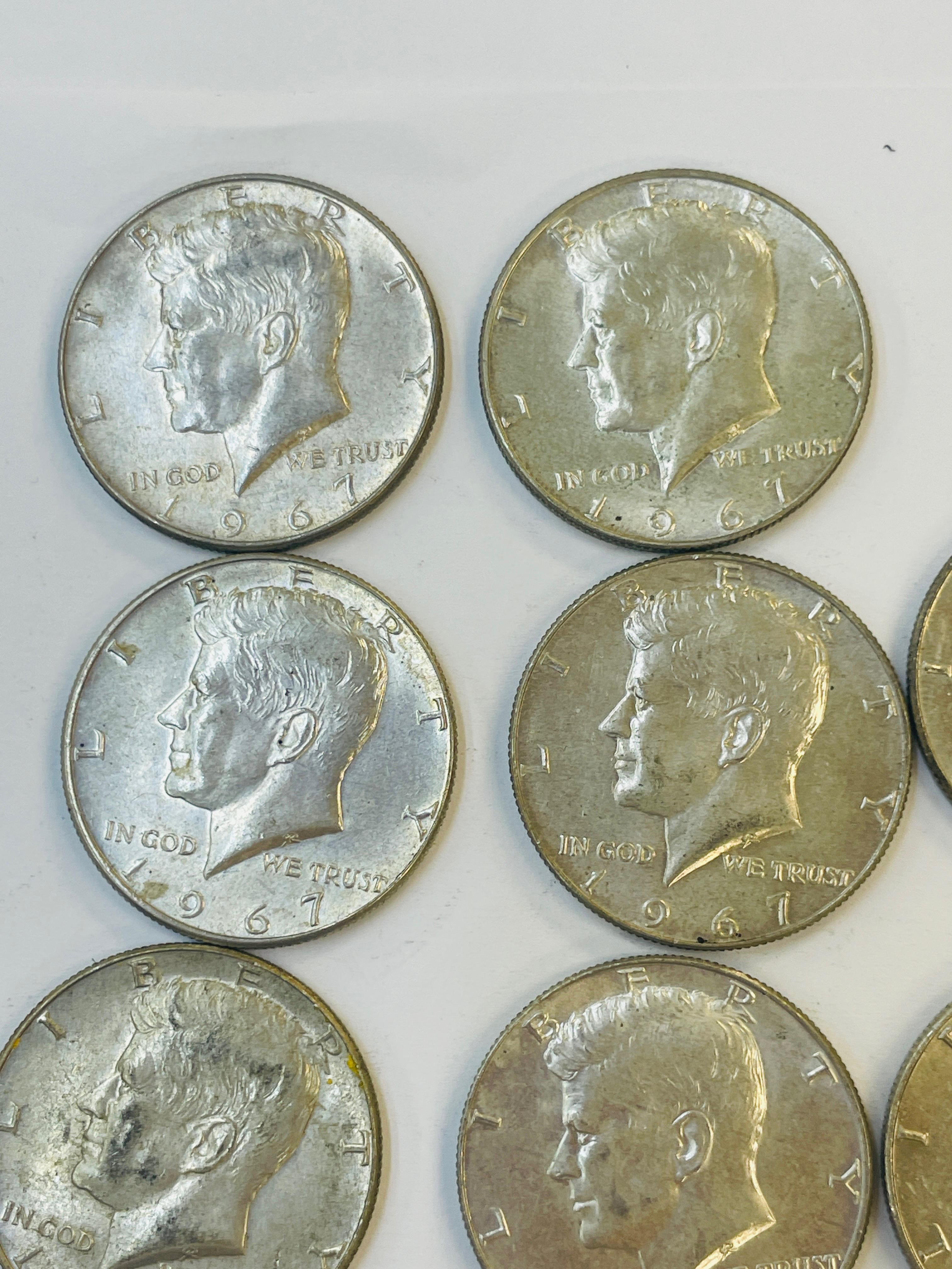 10PC KENNEDY HALF DOLLARS 1967