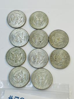 10PC KENNEDY HALF DOLLARS 1967