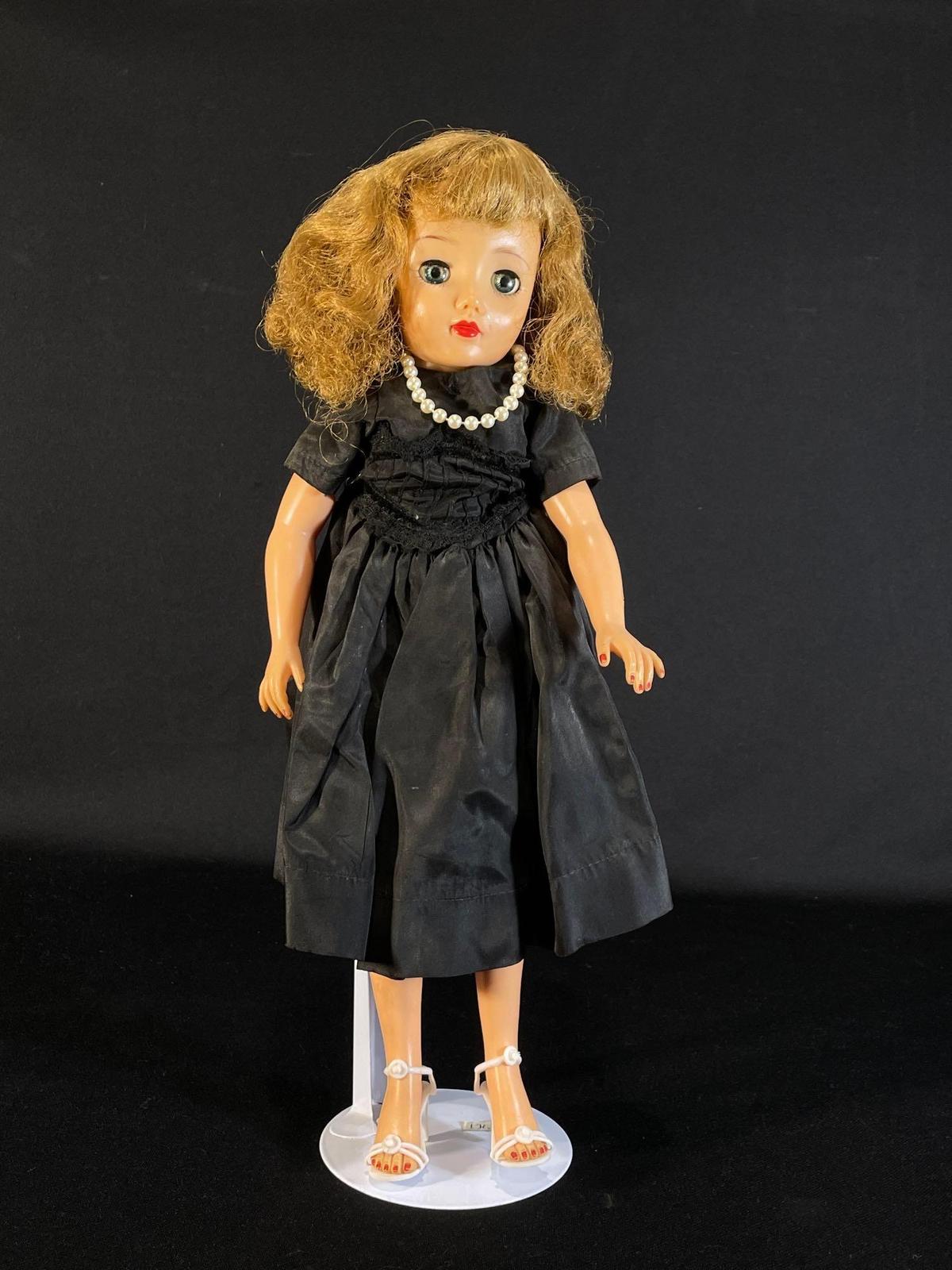 17" Ideal Doll Corp Sleep eyed doll w/ stand