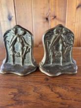 Art Nouveau Brass Bookends