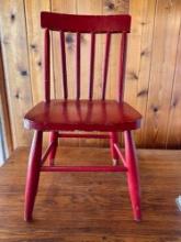 Kids Red Painted Wood Chair