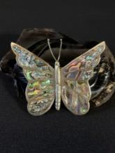 Sterling Silver Mother of Pearl Butterfly Pin