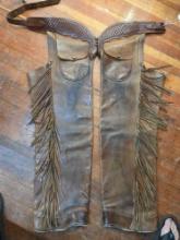 Vintage Clarks leather chaps with fringe