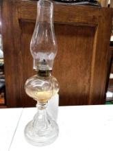 Oil lamp, "bumpy" pattern glass lamp