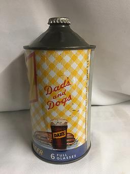 Rare Dads Root Beer Full Quart Cone Top Can, good condition