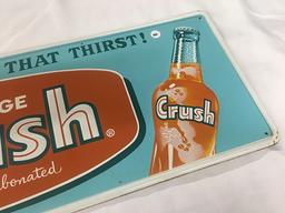 11 1/2  x 29 1/2 in. Vintage Crush Sign, Stout Sign Co., Green Back