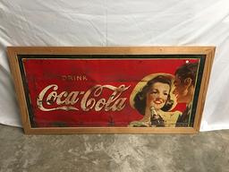 61  x 31 in. Vintage Coca Cola Framed Sign