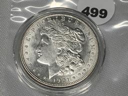 1921-D Morgan Dollar BU, Capsolated