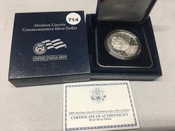 2009 Abraham Lincoln Proof Silver Dollar (90% Silver)