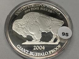 Giant Buffalo Proof One Troy Ounce .999 Pure Silver Bullion