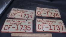 4 - 1975 South Dakota Trailer License Plates