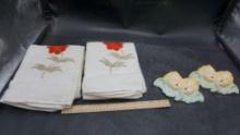 Flower Towels, Angel Chalkware Wall Decor