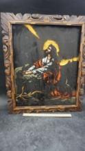 Framed Velvet Picture Of Jesus