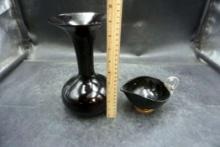Black Vase & Creamer