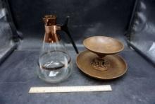 Glass Carafe & Wooden 2 Tier Server