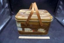 Metal Wood Grain Picnic Basket