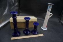 Blue Star Candlestick Holders & White Candlestick Holder (Made In Italy)