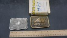 2 Belt Buckles - A.W. Arts-Way 25Th Anniversary & Ponderosa Ranch Incline Village Nevada