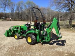 2018 John Deere 1025R Tractor MFWD W/ JD 120R Loader And JD 260B Backhoe