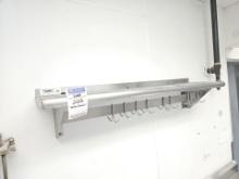 Stainless steel wall shelf with pot and pan holder with 9 hooks