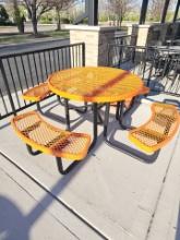 Orange rubber coated out door round bench 46" Diameter