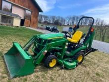 1025R John Deere Diesel W/Loader, Backhoe & Mower Deck