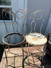 Lot of 2 Antique Iron Chairs