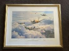 Vintage Framed and Aces Signed Robert Taylor WWII Aviation Print