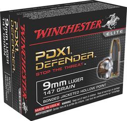 Winchester Ammo S9MMPDB1 Defender 9mm Luger 147 gr Bonded Jacket Hollow Point 20 Per Box