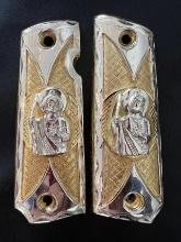 Custom 1911 Grips - Gold & Nickle Plated - San Judas Tadeo