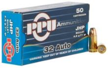 PPU PPD32A Defense 32 ACP 71 gr Jacket Hollow Point 50 Per Box