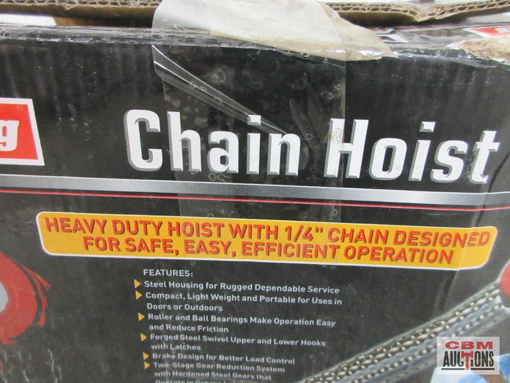 King 0795-023 Heavy Duty 1/4" 2 Ton Chain Hoist w/ Steel Housing...