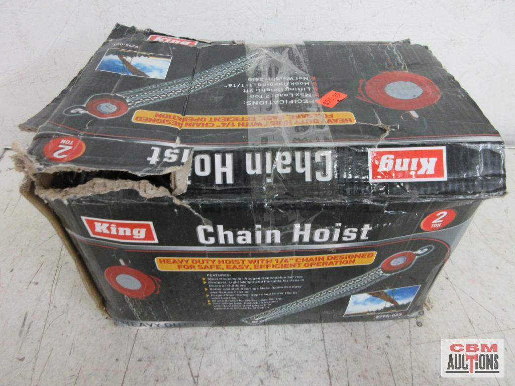 King 0795-023 Heavy Duty 1/4" 2 Ton Chain Hoist w/ Steel Housing...