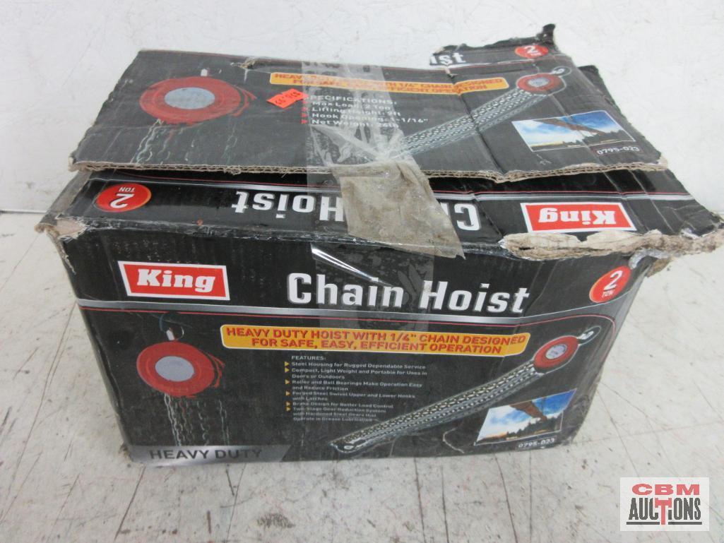 King 0795-023 Heavy Duty 1/4" 2 Ton Chain Hoist w/ Steel Housing