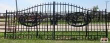 20' Dual Swing Decorative Iron Entry Driveway Gates With Deer Scene